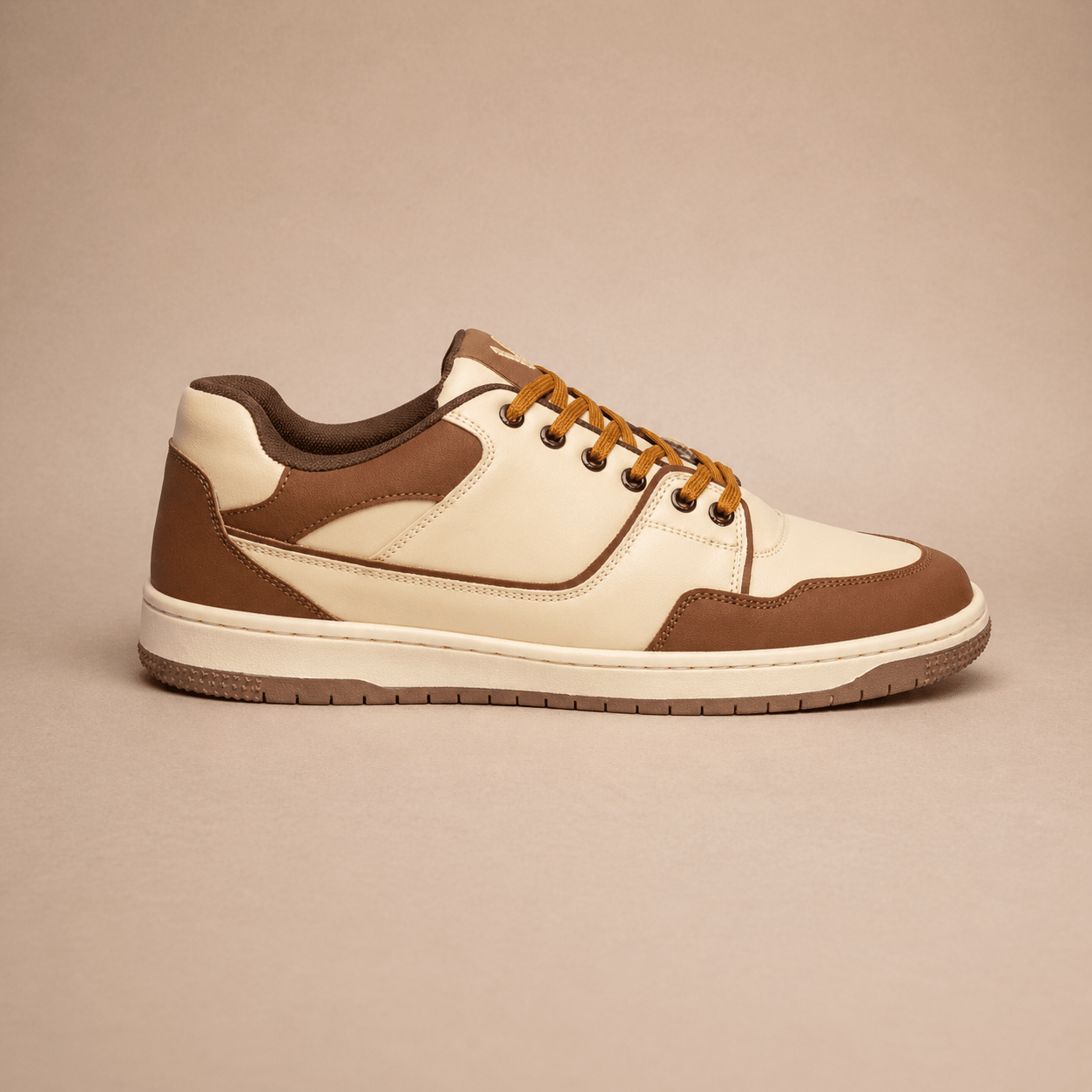 Volton Men's Mocha Brown Cream Remix Suede Sneakers | Full Cushion