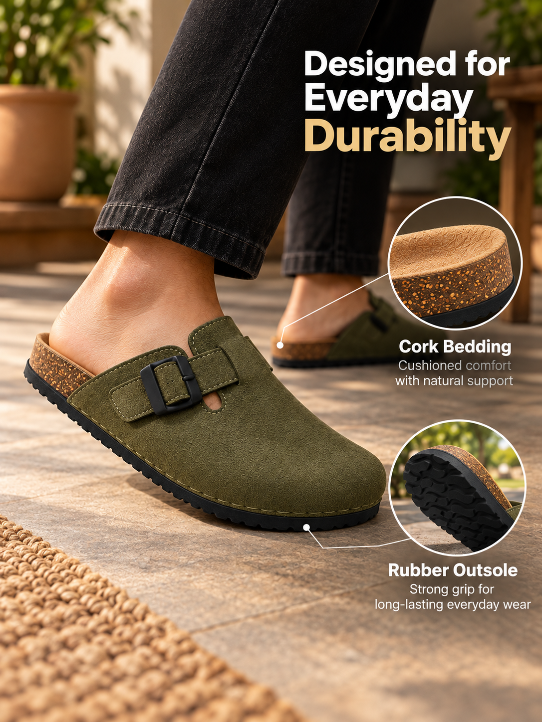 EVERGREEN BLISS - Daily Aesthetic Suede Clogs