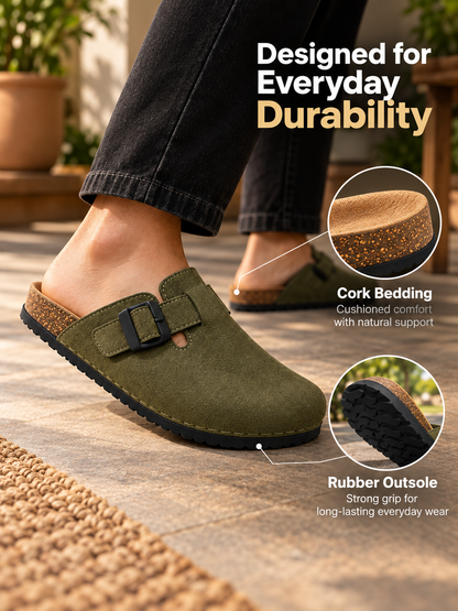 EVERGREEN BLISS - Daily Aesthetic Suede Clogs