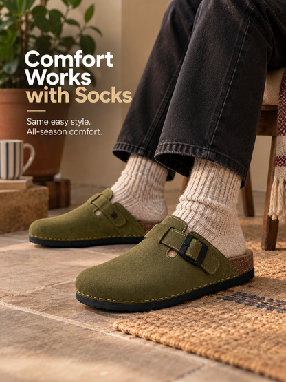EVERGREEN BLISS - Daily Aesthetic Suede Clogs