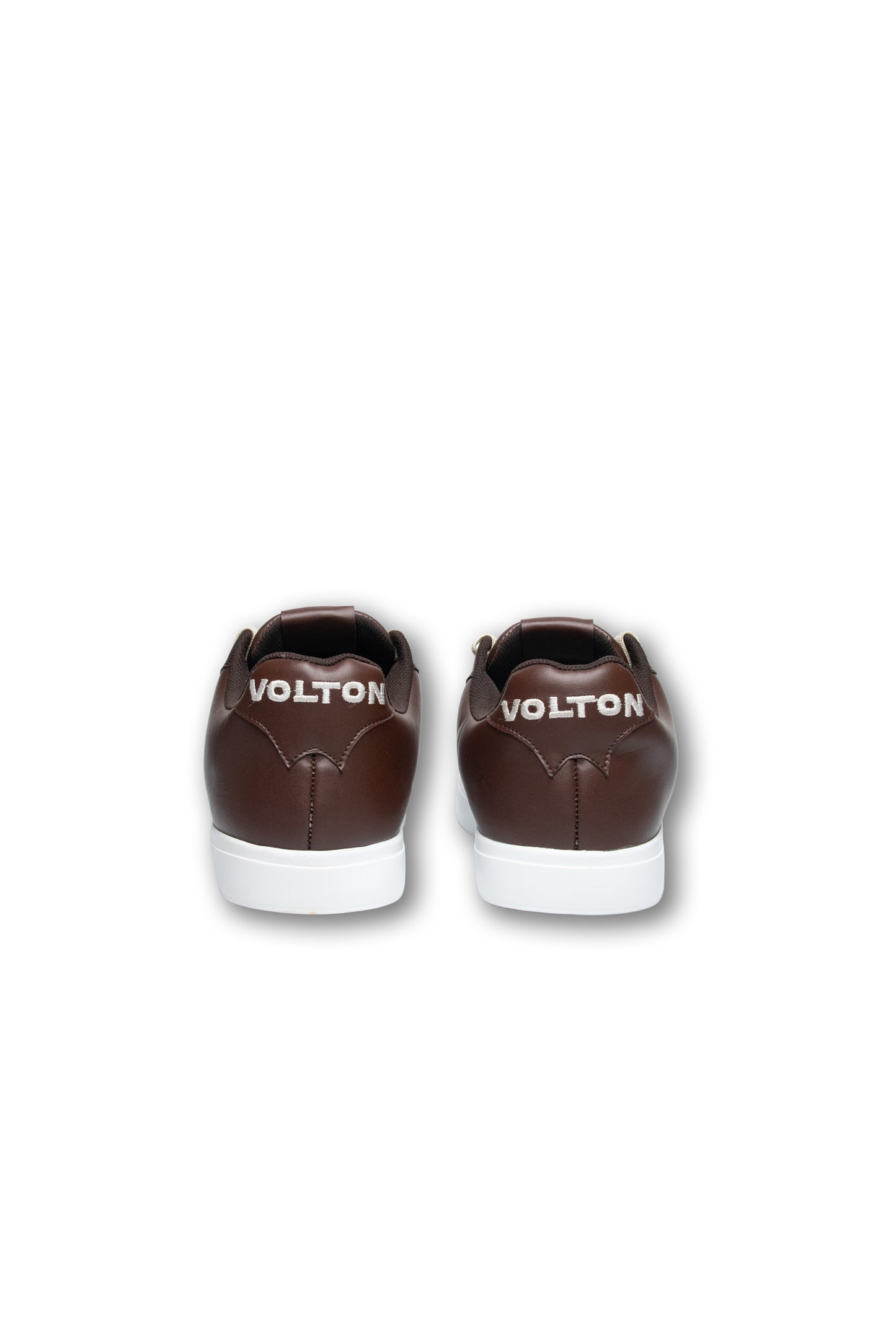 Brown sneakers with 'VOLTON' branding on a white background